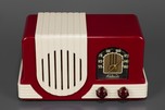 Raspberry + Ivory Trim Addison 2 &rsquo;Waterfall&rsquo; Plaskon Radio